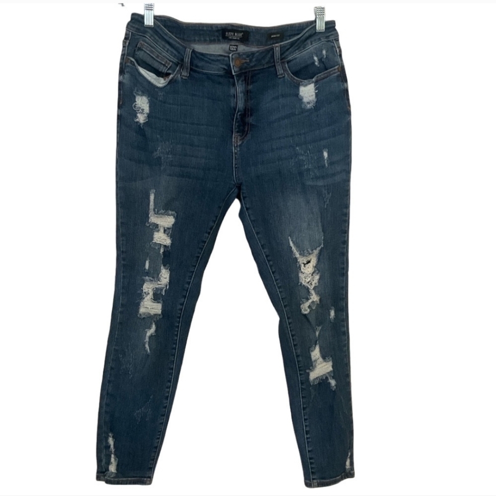 Judy Blue Distressed Denim Jeans Size 15/32